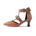 thumbnail image 2 of SACFOF Women's Buckled Heeled Shoes Block Heel Pumps Pointed Toe Heels Comfortable Closed Toe Dress Wedding Shoes, 2 of 6