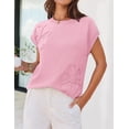 thumbnail image 3 of Merokeety Womens Summer Floral Knit Short Sleeve Loose Sweater Vest Pink xl, 3 of 6