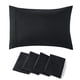 thumbnail image 1 of Juego de fundas de almohada Bedsure Queen de microfibra negra cepillada, 4 unidades, 1 of 6