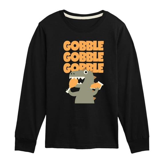 Instant Message - Gobble Dinosaur - Toddler & Youth Long Sleeve Graphic T-Shirt