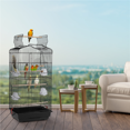 thumbnail image 1 of Yaheetech 41'' H Open Top Metal Bird Cage with Slide-out Tray& Four Feeders, Black, 1 of 9