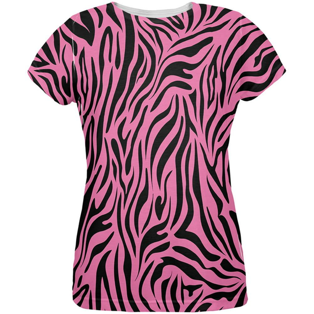 Old Glory Zebra Print Pink All Over Womens TShirt XLarge