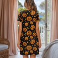 thumbnail image 3 of Yuyamidu Ghost Pumpkin Women's Sleepwear Nightgown Short Sleeve Button Down Sleepshirt Comfortable & Loose Fit Summer Night Dress Round Neck Wrinkle-Free Fabric Housecoat, 3 of 7