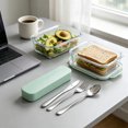 thumbnail image 5 of Stainless Steel Travel Cutlery Set Reusable Flatware With Portable Storage Case For Office Lunch Camping Green, 5 of 6