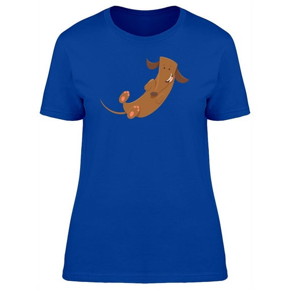 Cute Playful Brown Dog Cartoon T-Shirt Women -Image by Shutterstock, Female Small