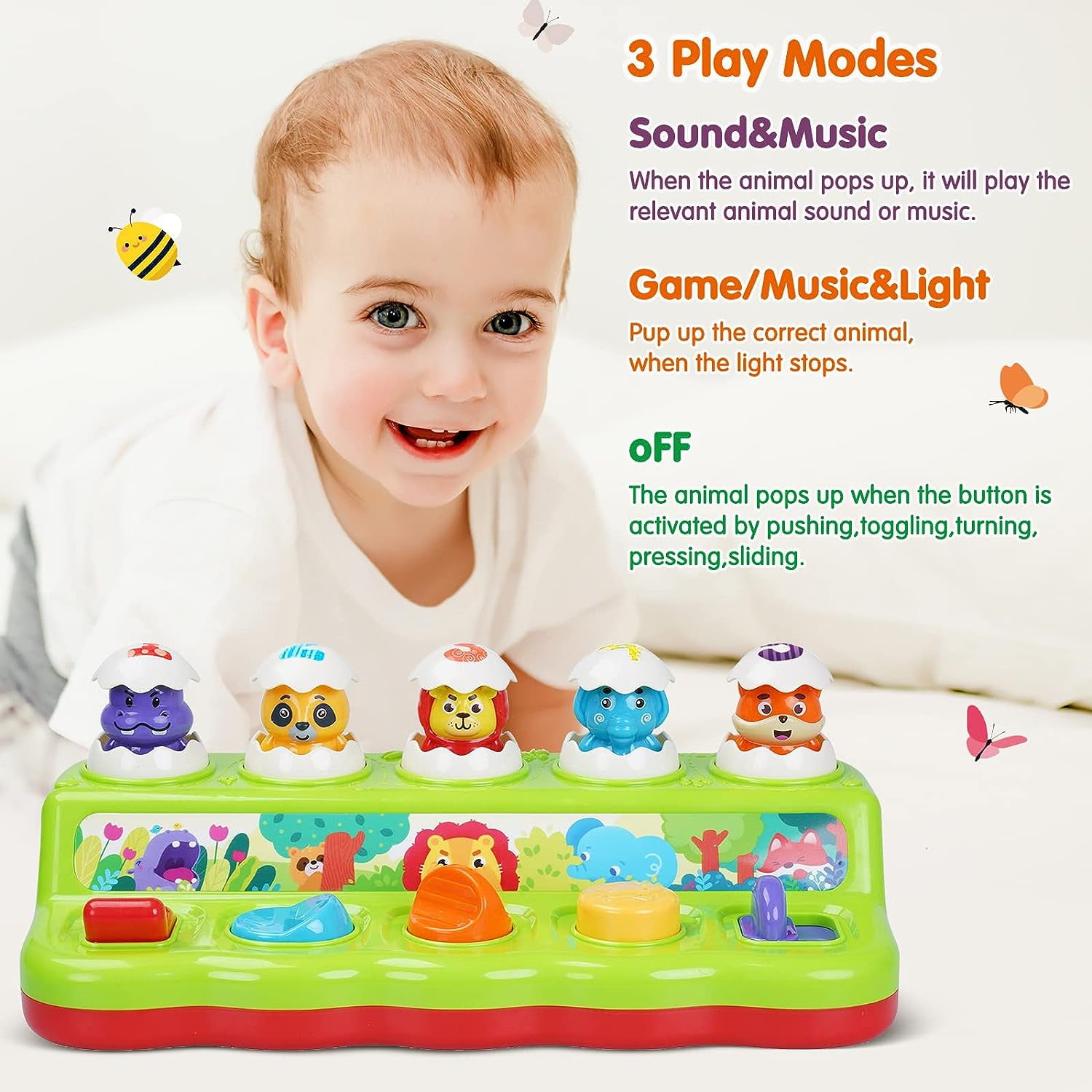 Interactive Montessori Toddler Toy | Toys for 1 Year Old, Baby Toys 9-12 Months 12-24 Months, Early Developmental Toy for Toddlers 1-3 Years, Birthday Gifts Learning Toys with Music Lights