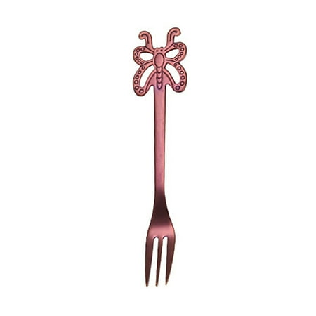 

Bigstone Portable Butterfly Stainless Steel Tea Dessert Spoon Fork Kitchen Tableware