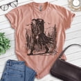 thumbnail image 2 of Dracula Hiking T-shirt, Unisex Women's Men's, Dracula Vampire Hiking Hiker Mountains Transylvania, Heather Sunset, 3X-Large, 2 of 6