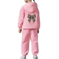 thumbnail image 5 of Teen Girls Fall 2 Piece Hoodie Set - Trendy Preppy Cheetah Print Bow Sweatshirt Outfit, 5 of 6