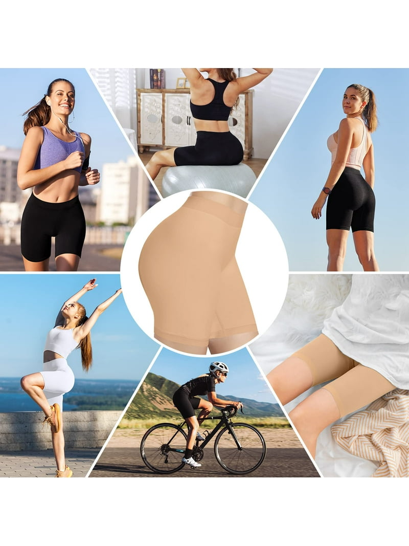 spandex shorts under dresses ZENUTA 2 Pack Anti Chafing Shorts Women, Seamless Slip Shorts for Under Dresses, Spandex Bike Shorts for Yoga Workout(2pcs Nude) at Amazon Women's Clothing store
