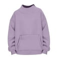 thumbnail image 6 of Fiaer Sweatshirts Womens Oversized Crew Neck Pullovers Long Sleeve Solid Color Warm Fashion Pocket Tops Purple XL, 6 of 6