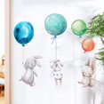 thumbnail image 5 of Calcomanías de pared para dormitorio de niñas, dormitorio de niños, sala de estar, guardería, pegatinas de pared, globos y conejitos, pegatinas de pared, decoración de guardería, animales de dibujos, 5 of 5