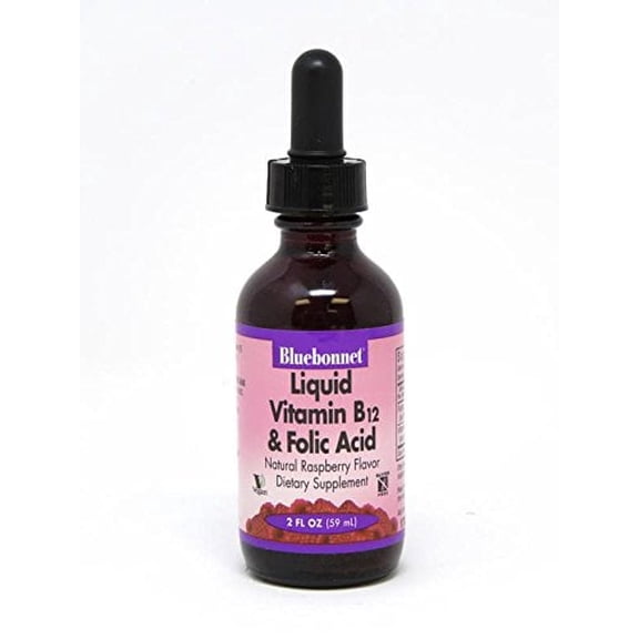 Bluebonnet Liquid Vitamin B12 (1000mcg) & Folic Acid (400mcg), for Energy Boost*, 59 Days