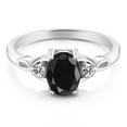 thumbnail image 3 of Gem Stone King 1.73 Cttw Black Sapphire and White Diamond 3-Stone Ring for Women | 925 Sterling Silver | Oval 8X6MM and Round 2MM | Three Stone Wedding Engagement Ring | Size 5,6,7,8,9, 3 of 5