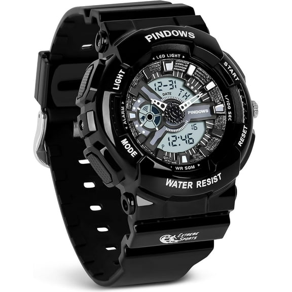 Women Watch for Women Teenagers Watch Outdoor Waterproof Digital Sports Analog Watches for Ladies Students with Stopwatch Alarm Countdown Dual Display 7 Color LED Backlight