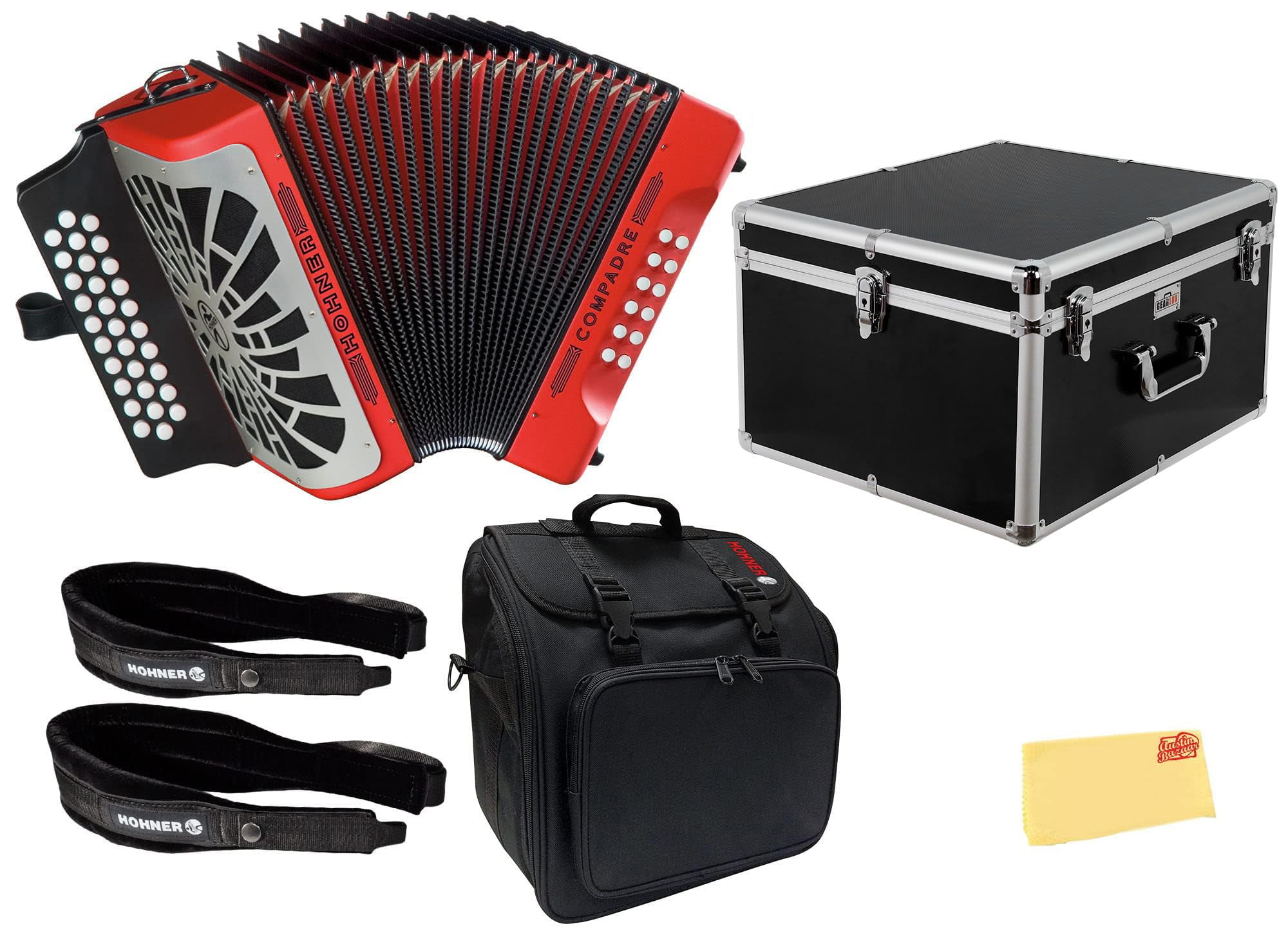 Hohner 48 Bass Button Entry Level Piano Accordion, Red for