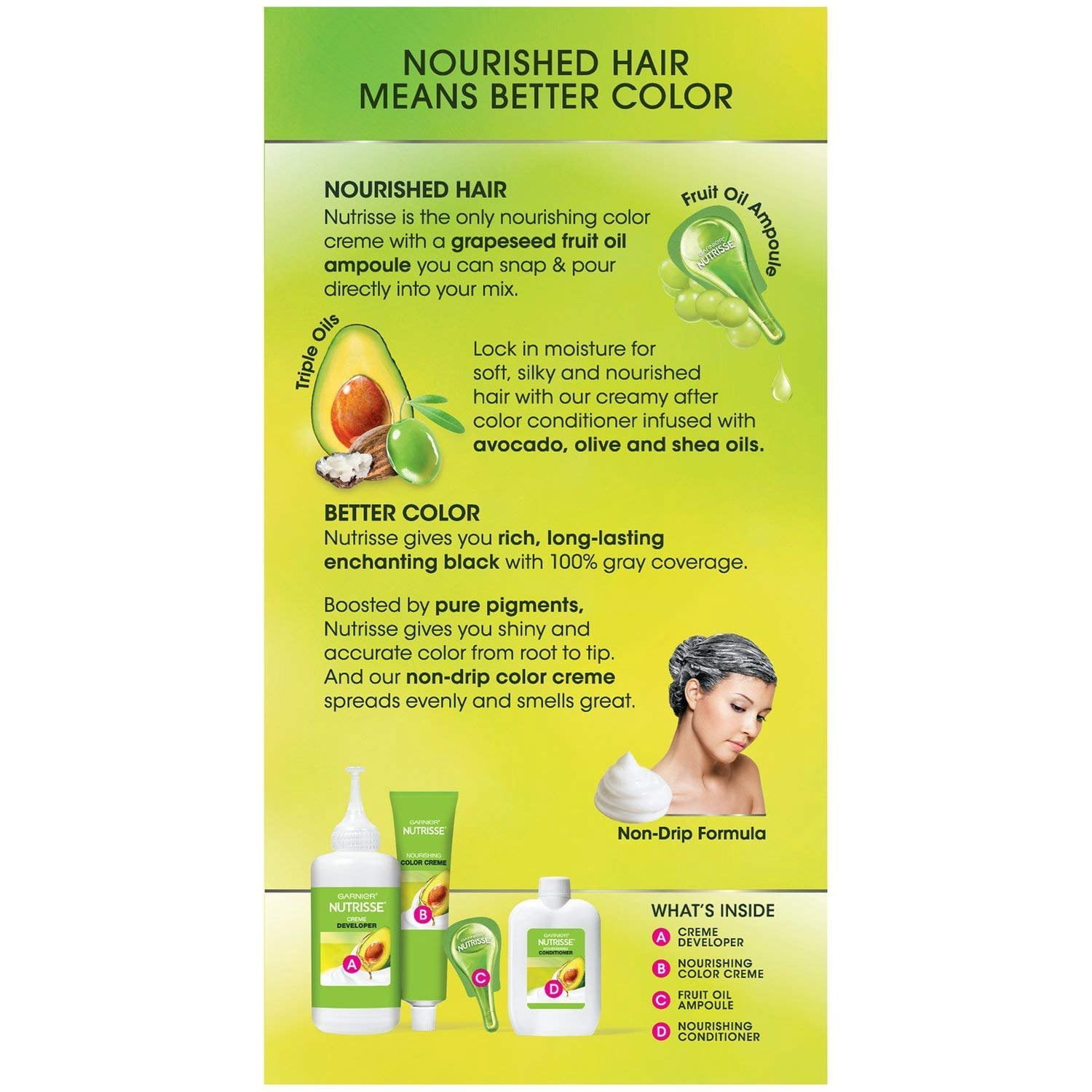 Garnier Nutrisse Nourishing Color Creme - Black 10 - Permanent Hair Color - One 1 Application Per Box - Pack of 2 Boxes