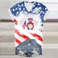 thumbnail image 1 of Fiudx Camisas para Mujer Top de Manga Corta con Cuello En V Estampado Del Día de La Independencia para Mujer Top/Camisa de Manga Corta con Cuello En V, 1 of 3