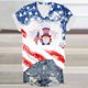 thumbnail image 2 of Camiseta de Manga Corta con Cuello en V Impresa para Uso Casual Y de Fiesta, Camiseta de Moda Patriótica, Todo el Uso de Temporada, 2 of 3