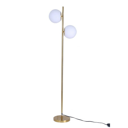 Iuhan Sphere LED Floor Lamp With Two Glass Bulbs Tall Pole Standing Uplight
