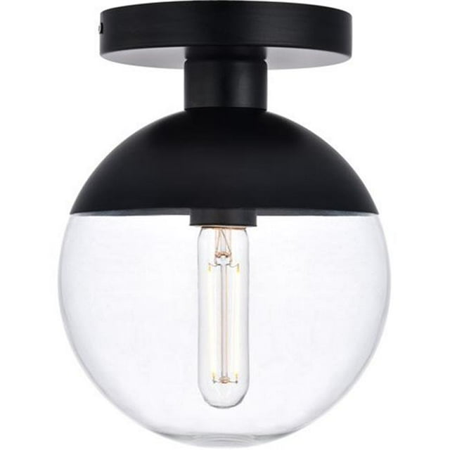 Living District LD6051BK Eclipse 1 Light Flush Mount Ceiling Light with Clear Glass, Black