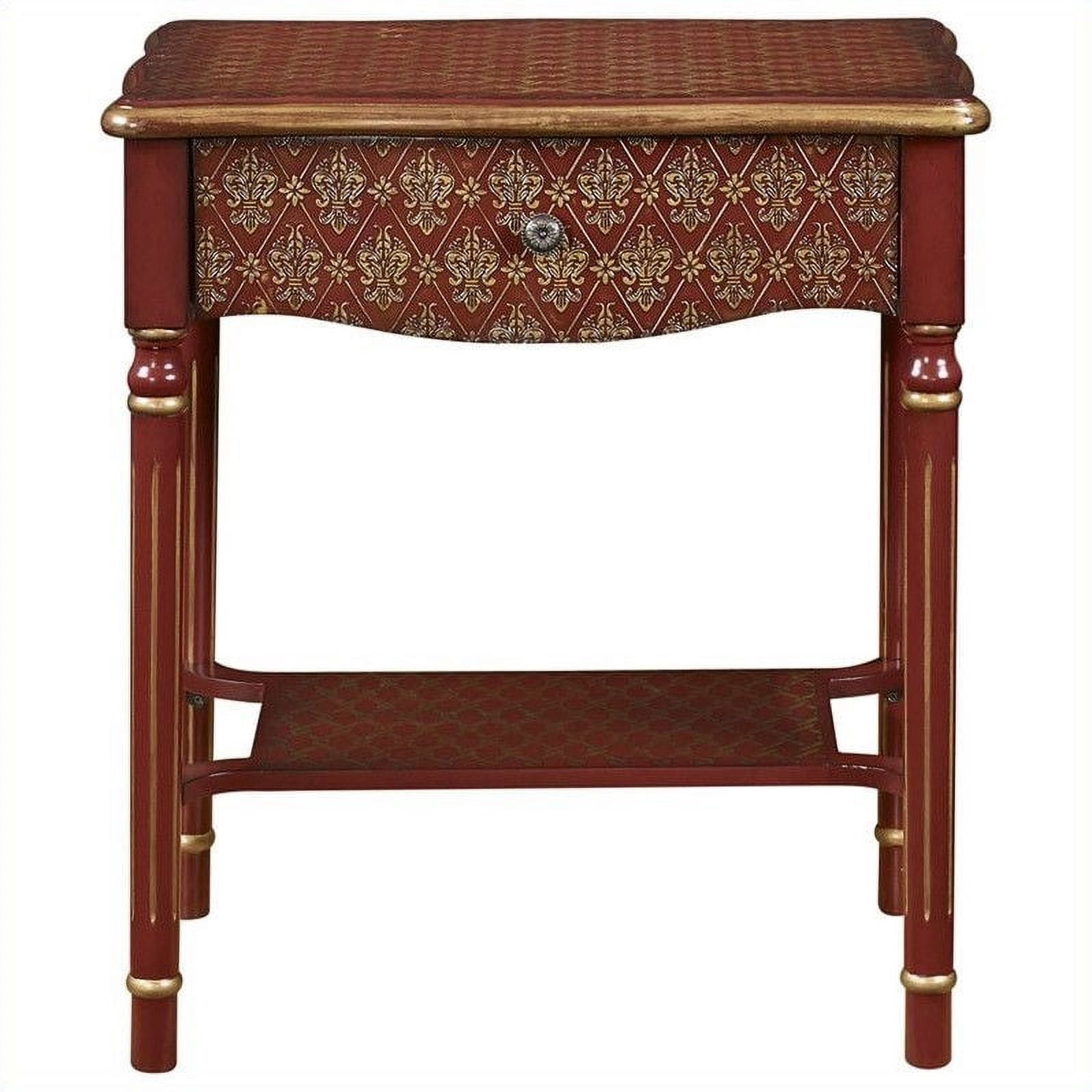 Drawer Accent Table, Red and Gold Asian Influence