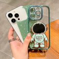 thumbnail image 3 of Compatible for iPhone 14 Pro 6.1 Inch Bling Plating Astronaut Hidden Stand Case, Cute 6D Stand Glitter Phone Case for Women Girls Soft TPU Shockproof Back Cover - Green, 3 of 12