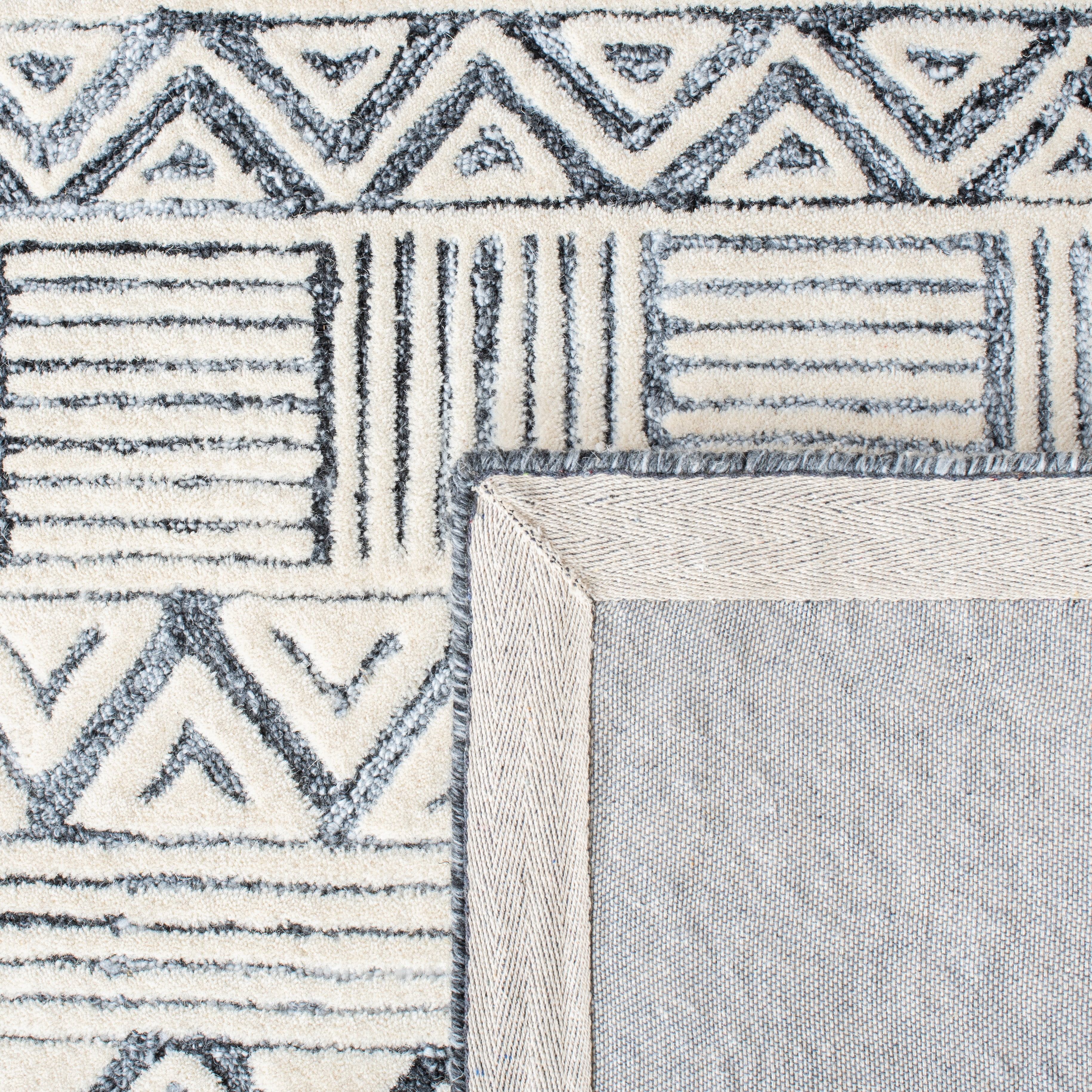 SAFAVIEH Roslyn Raynard Geometric Area Rug, Black/Ivory, 9' x 12'