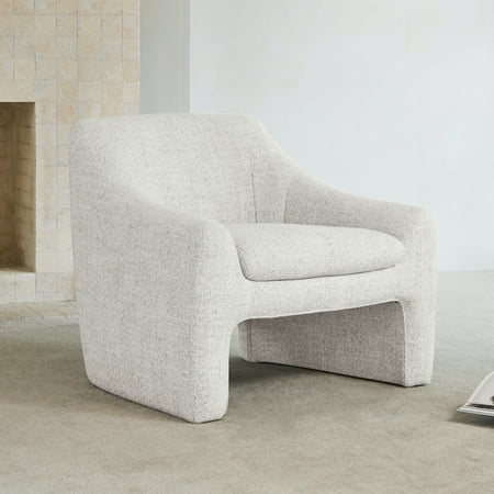 CHITA Modern Accent Chair, Upholstered Arm Chair Living Room Bedroom, Fabric in Cream White