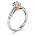 thumbnail image 3 of Gem Stone King 0.70 Ct Cushion Lab Grown Diamond 10K White and Rose Gold Ring (Size 7), 3 of 4