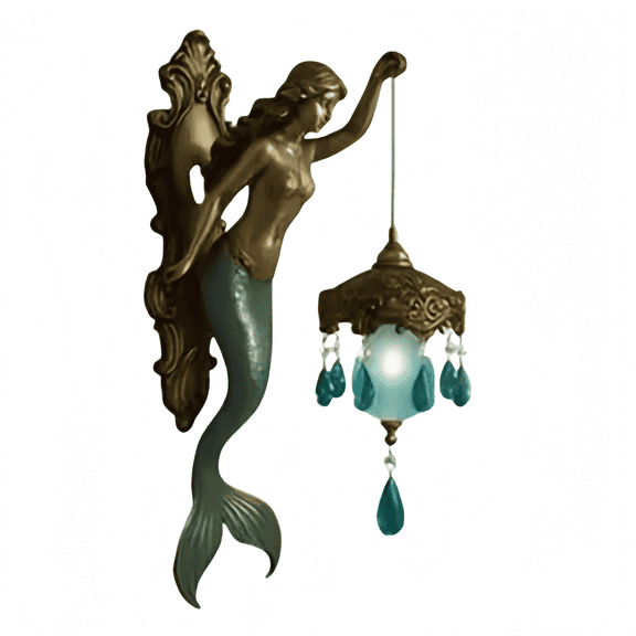 Michnild Mermaid Wall Lamp Vintage Forest Lamp for Living Room Bedroom, Christmas Gift for Mom Night Light, Fantasy Decor