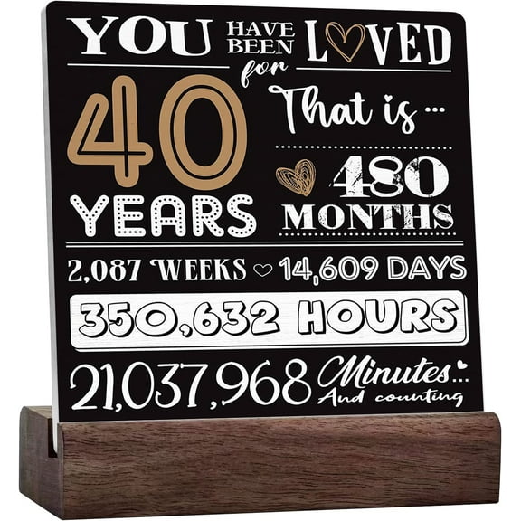 You Have Been Loved For 40 Years Sign,40Th Birthday Decorative Ceramic Desk Sign Desk Decor,40Th Birthday Gifts For Women Men,Great 40Th Anniversary Or 40Th Birthday Party Decoration