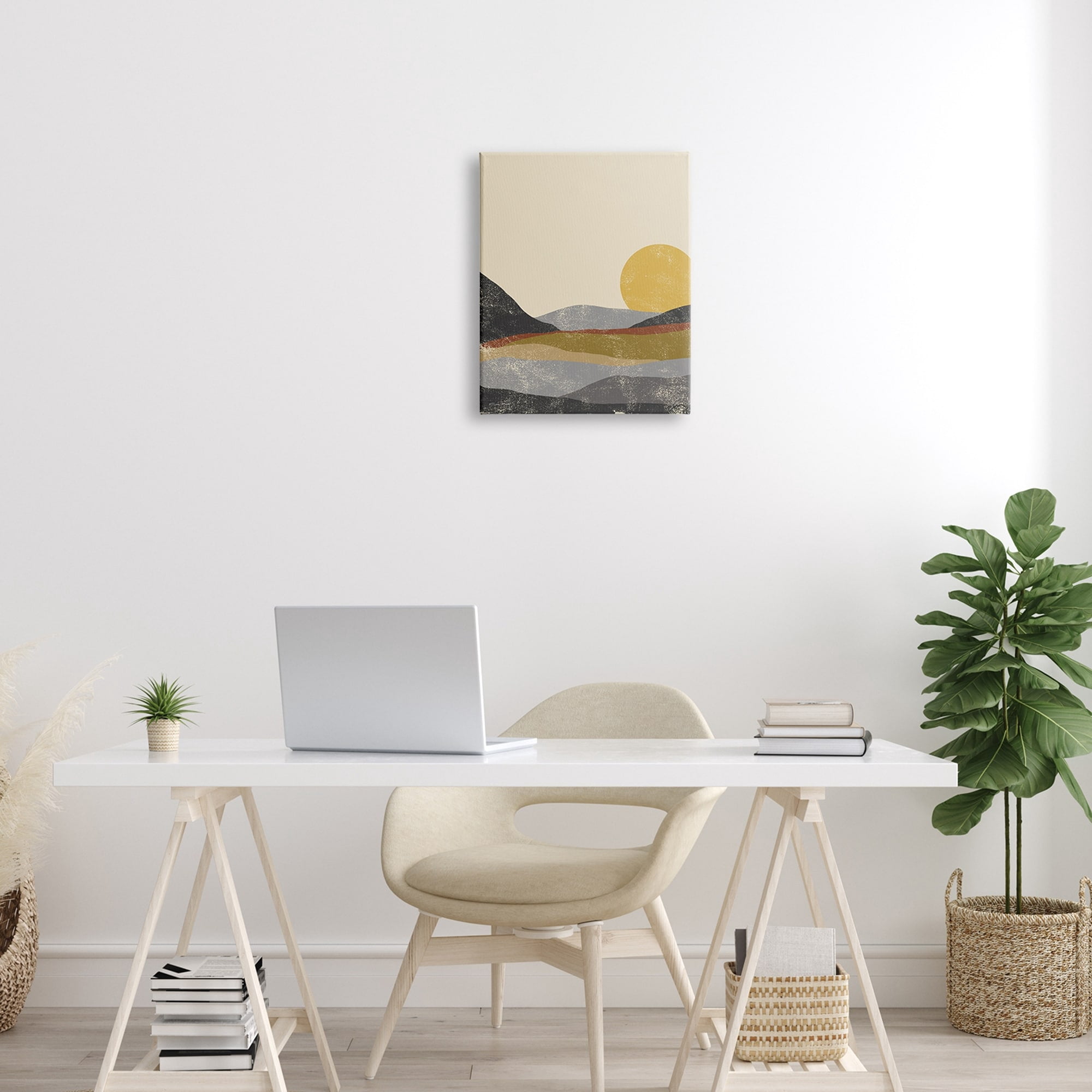 Sunrise Cliffs Modern Blocked Landscape Grunge Pattern 16" x 20" Framed Painting Canvas Art Print, by Stupell Home Décor
