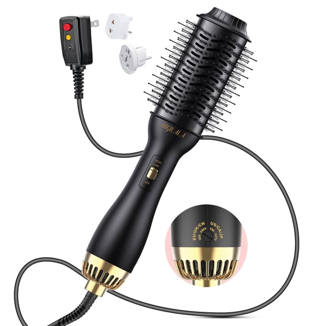 Cepillo para secador de pelo ANGILALA de doble voltaje 100-250 V con adaptador