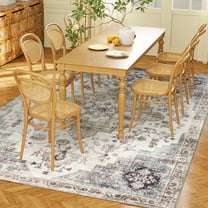 HOMCOM 5x7 Area Rug, Vintage Machine Washable Rug for Bedroom, Brown Green