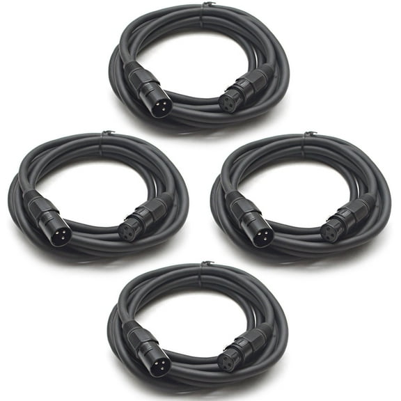 Seismic Audio Set of 4 12' DJ/PA XLR Microphone Cables~Mic 18 Gauge - SAMIC 12.2-4