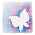 thumbnail image 3 of Ambesonne Butterfly Shower Curtain, White Floral, 69"Wx84"L, White Pink Blue, 3 of 4