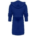 thumbnail image 3 of Clearance! robes for women terry cloth robes for women Women Hooded Fleece Bathrobe Lightweight Soft Plush Long Flannel Sleepwear Fleece Hooded Bathrobe Plush Long Warm Robe Big sales Dark Blue, 3 of 4