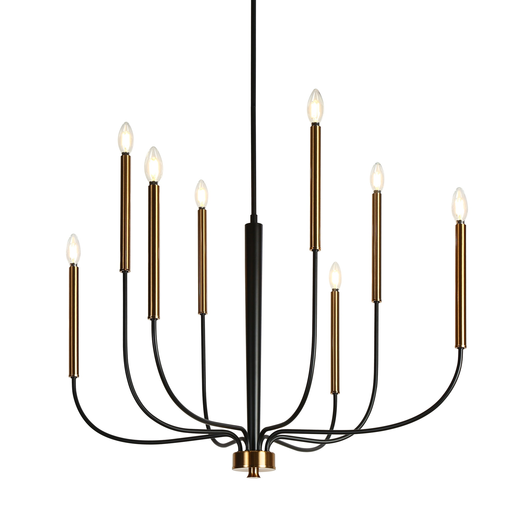 LNC Modern 8-Light Black and Gold Chandelier, Oversized Adjustable Ceiling Light for Dining Room