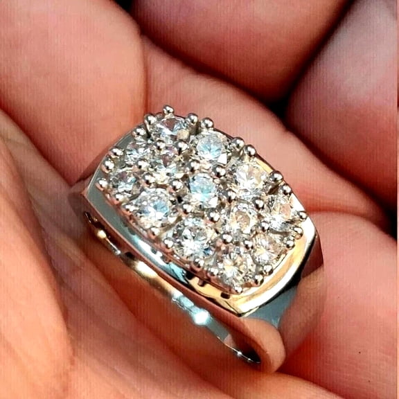 2Ct Lab Created Diamond Bezel Set Men's Wedding Band Ring 14k White Gold Over