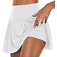 thumbnail image 1 of Jupe-short Athlétique Active pour Femme, Jupe-Short de Sport Extensible à la Mode, Jupe de Course Aguichant, Jupe-Pantalon, Jupe Légère avec Short Intégré pour la Course, le Tennis, le Golf, l'Entraînement, Usage Décontracté (Blanc, G), 1 of 7