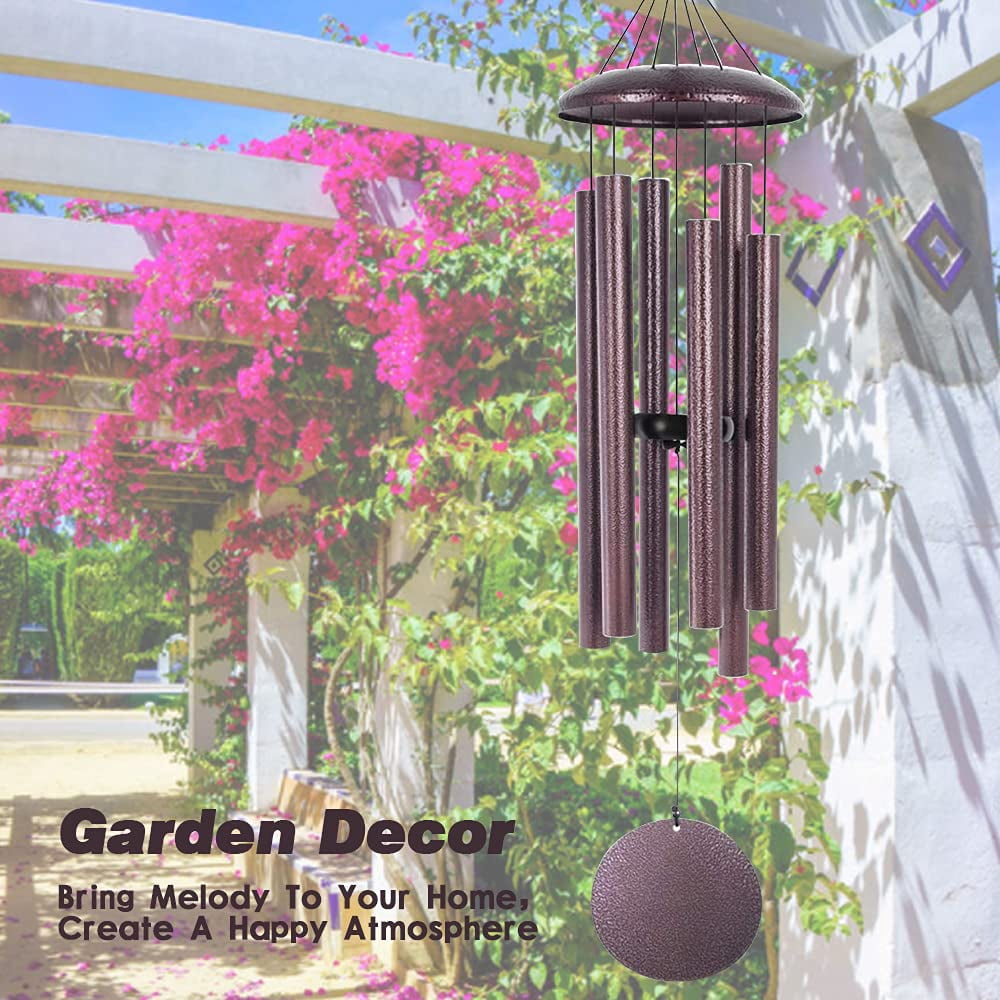 Wind Chimes Deep Tone  36 Inch Large Metal Windchimes Outdoor With 6 Tubes Deliver Soft Melody Tuned For Garden Balcony Patio And Home Decor. Bronze