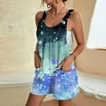 thumbnail image 4 of Nrmvnmi Summer Short Rompers for Women 2024 Casual Loose Sleeveless Floral Tie Knot Strap Jumpsuits Wide Leg Overalls with Pockets Blue MMothers Day Gifts, 4 of 6