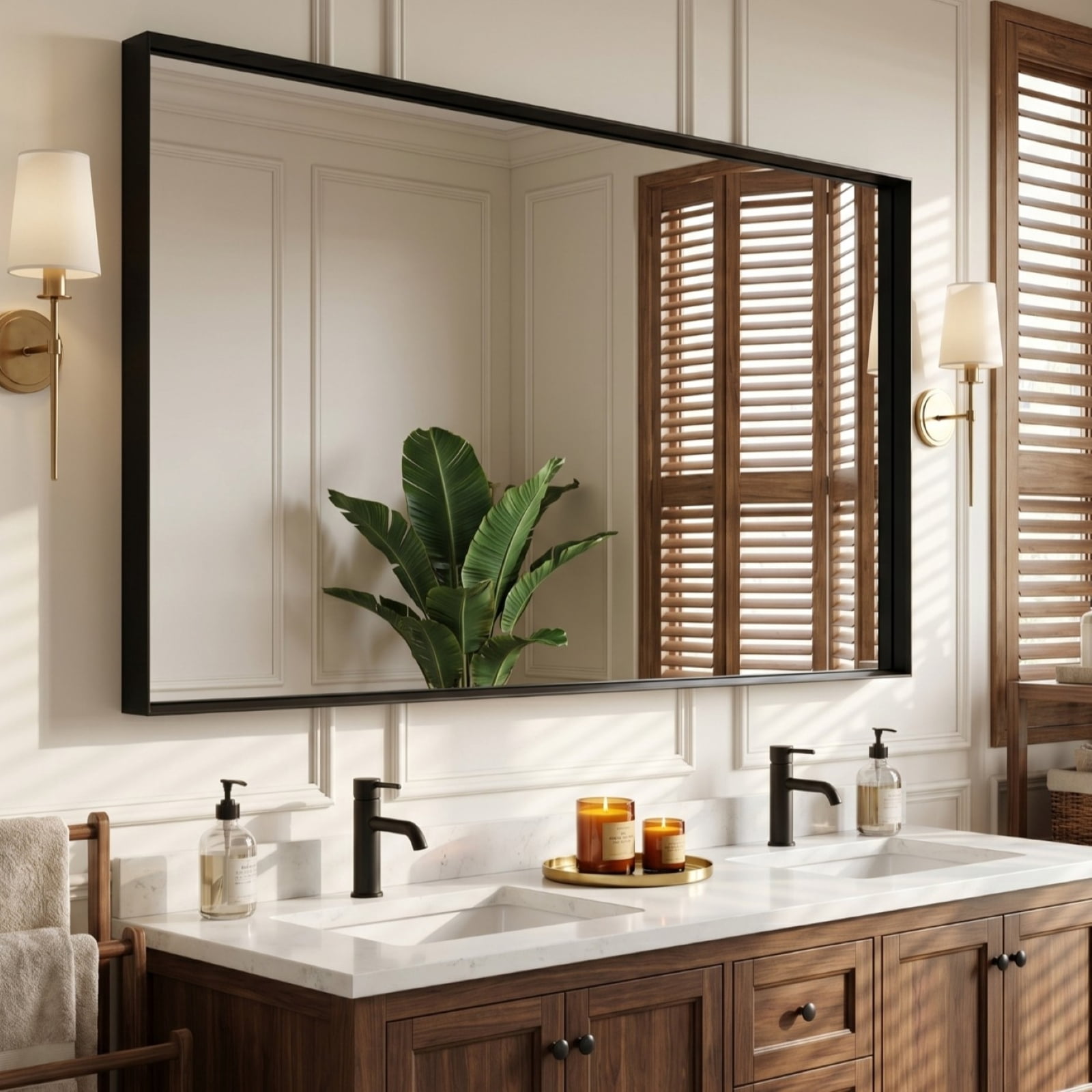 Gleamira 30"x55" Bathroom Wall Mounted Mirror Vanity Rectangular Mirror with Deep Frame, Black