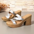 thumbnail image 3 of Viluyesy Womens Block Heeled Sandals, Summer New Style Slip-On Thick Sole Casual Fashion Platform Shoes Silver, 3 of 6