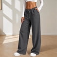 thumbnail image 2 of Sweatpants for Women Plus Size Winter Solid Color Elastic Waist Warm Pants Athletic Wide Leg Drawstring Trousers with Pockets, 2 of 8