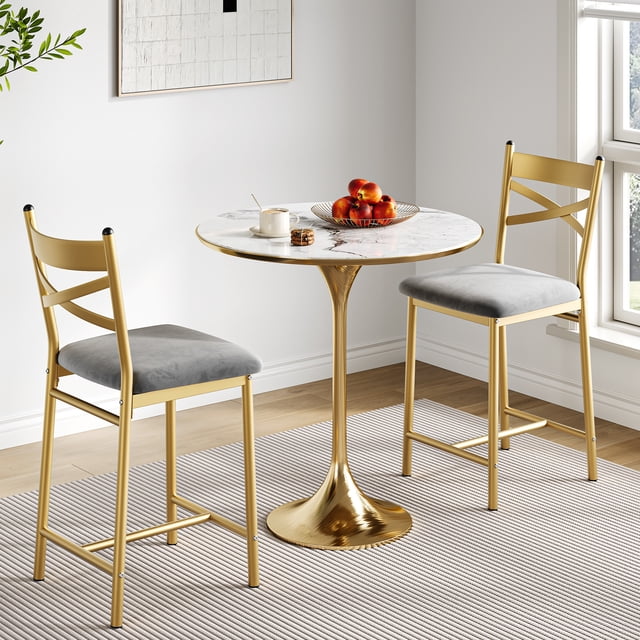 Taburetes de Bar Tapizados con Respaldo - Juego de 2 Sillas de Comedor Acolchadas para Cocina, Bar o Café