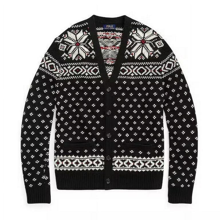 Polo Ralph Lauren Men's Snowflake Cotton-Cashmere Cardigan Black