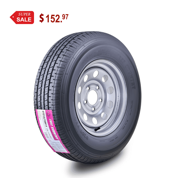 Free Country Wheel Assembly ST215/75R14 8-Ply D 107N 5 Lug on 4.5" PCD Silver Mod Rim Trailer Tire