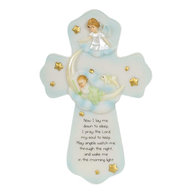 Cruz romana con forma de ángel guardián Sweet Dreams Baby, 7 cm, resina